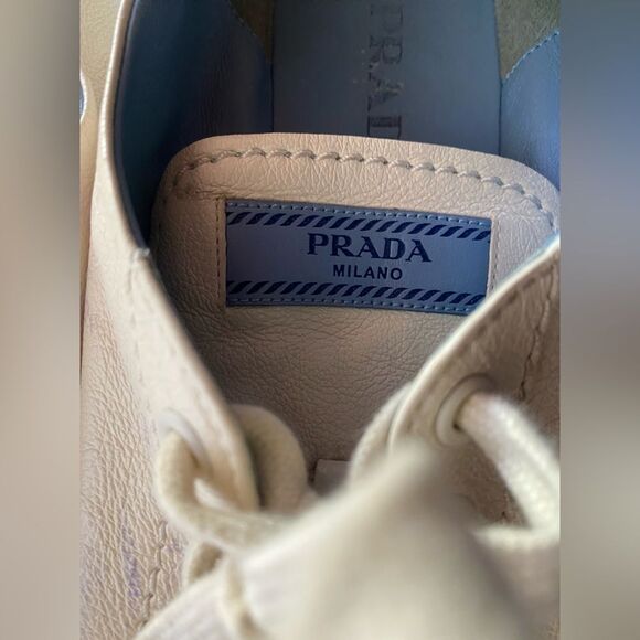 PRADA Espadrille Platform Sneakers in White Leather Sz 37 - Picture 11 of 11